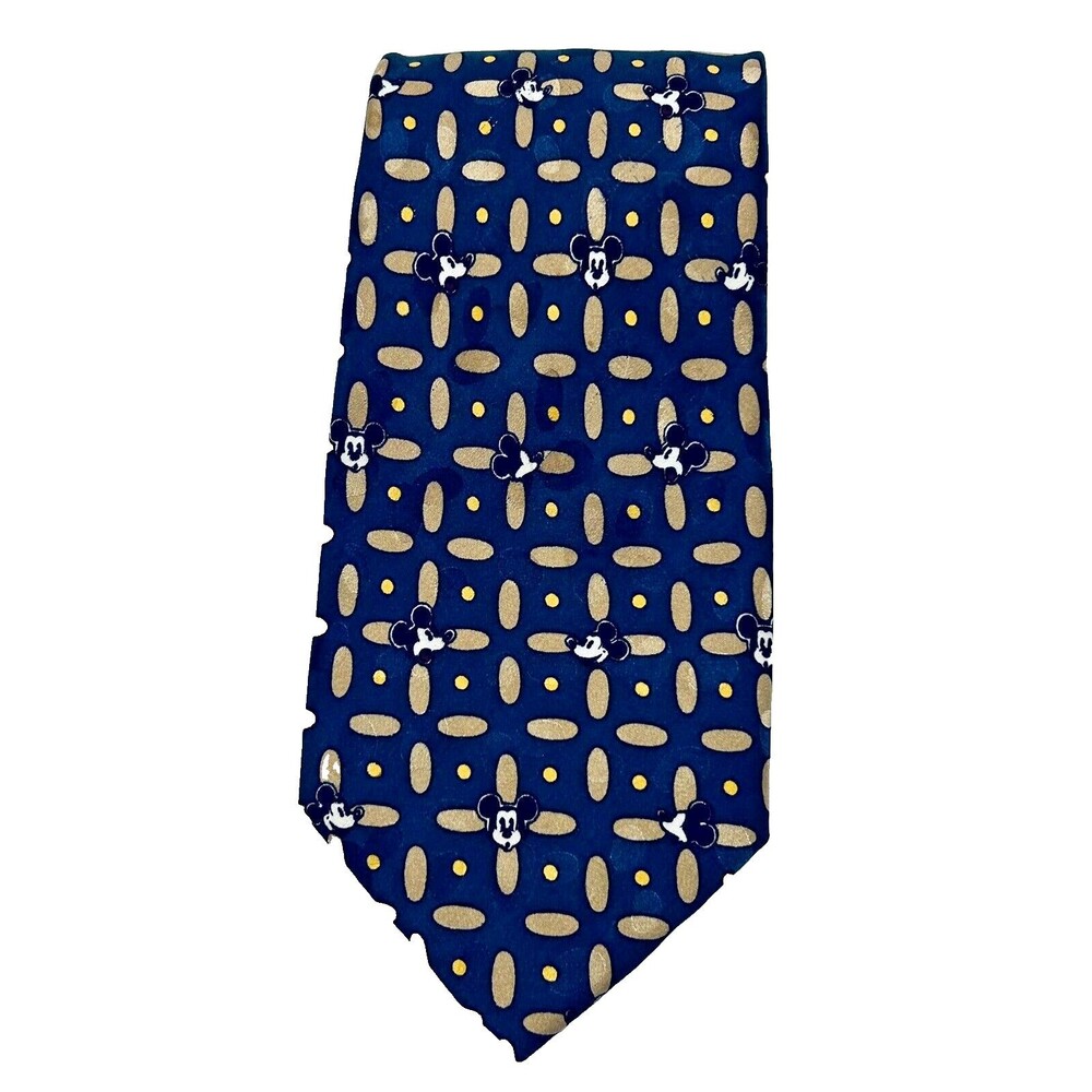 Disney Mickey Mouse Limited‎ Edition 100% Silk Necktie Tie Blue Tan Disney Store